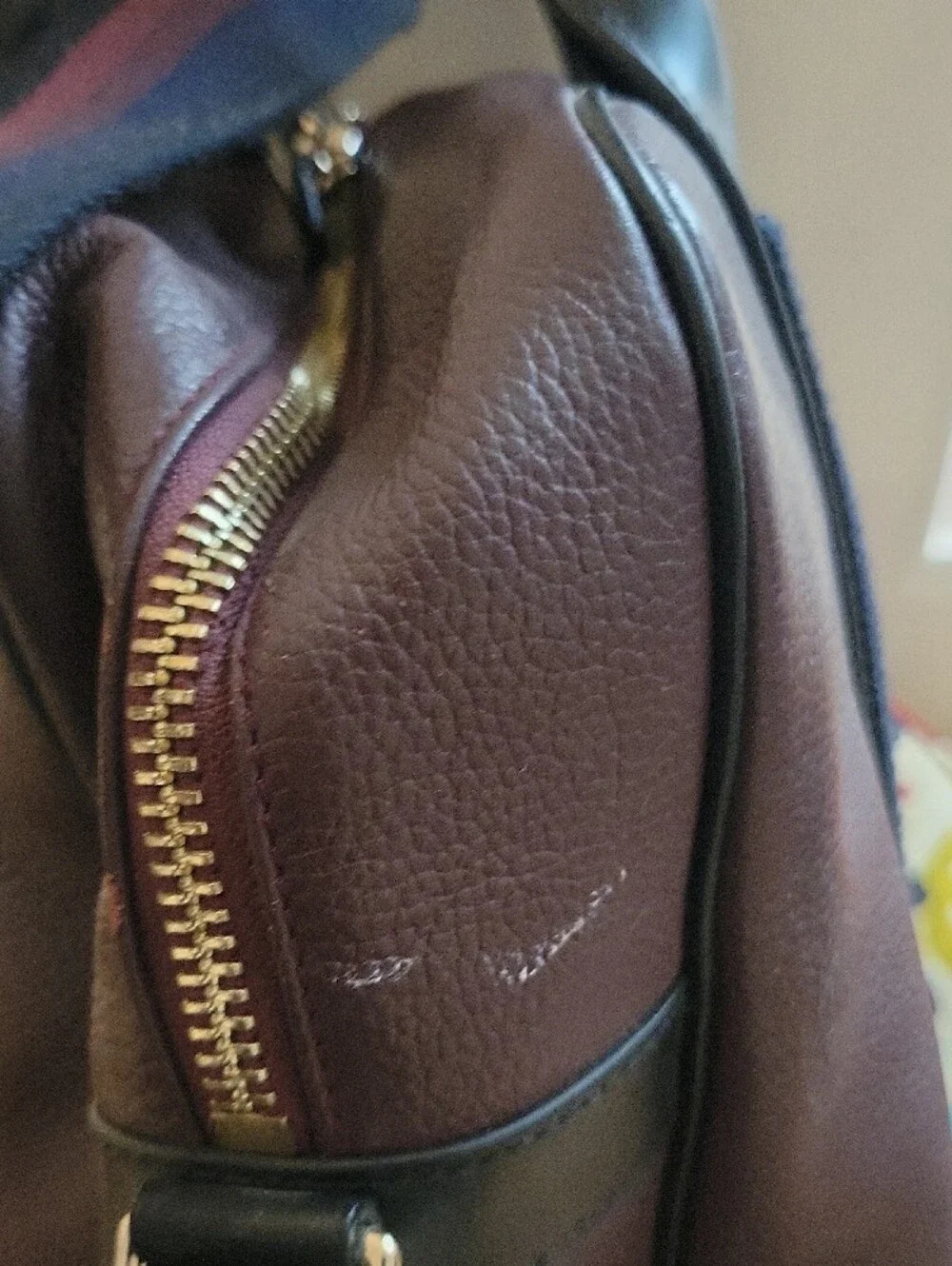 Paul Smith Men's Burgundy Leather Folio Bag with Navy Trim